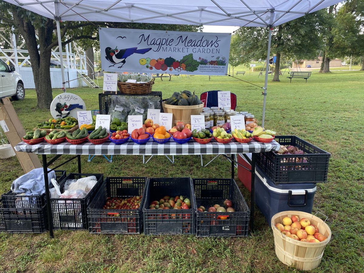 Magpie Meadows Market Garden farmers market booth
